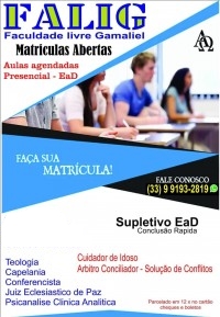 FALIG FACULDADE, GRADUA&Ccedil;&Atilde;O, P&Oacute;S GRADUA&Ccedil;&Atilde;O, CURSOS T&Eacute;CNICOS, CONFERENCISTA, JUIZ DE PAZ, PSICANALISE CLINICA